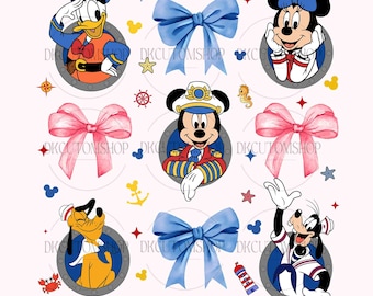 Cruise Trip Coquette Bow PNG, Mouse And Friends Cruise Png, Family Cruise Trip Png, Family Vacation Png, Family Trip 2025, Digital Download