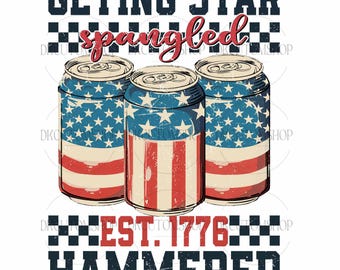 Getting Star Spangled Hammered Png, America Png, Funny America Designs, 4th Of July Png, Party USA Png, Independence Day Png, Checkered Png