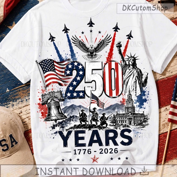 250 Years of Freedom PNG, America 250th Anniversary Design, Patriotic Fighter Jets PNG, USA Flag Sublimation, 1776 2026 Sublimation Design