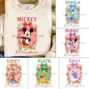 Bundle Family Png, Mouse and Friends Heart Mirror With Coquette Bow Png, Family Vacation Png, Family Shirt Png, Digital Download