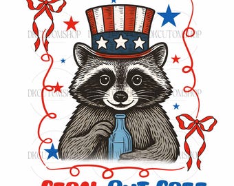 Feral But Free PNG, Patriotic Raccoon Png, 4th of July Png, America USA Popular Png, Independence Day Png, Digital Download