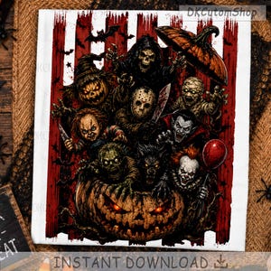 Halloween Horror Characters Png, Horror Halloween Png, Horror Killers Png, Striped Halloween Png, Retro Halloween Png, Scary Movies Png