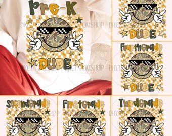 Retro Back to School Boys Bundle Png, First Day Png, Camo Kindergarten Kid Png, Pre-K to Third Grade Png, School Boy Png, Sublimation Design