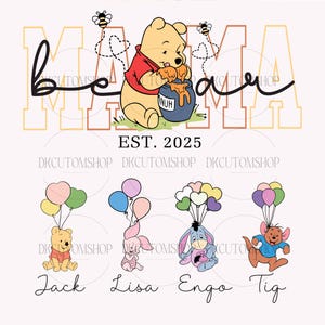 Custom Mama Bear Est.2025 PNG, Mama Bear Png, Retro Mama Bear, Mama With Kid Name On, Happy Mother&#39;s Day, Digital Download