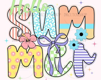 Summer Floral PNG, Coquette Summer Png, Beach Png, Retro Summer Png, Hello Summer Png, Summer Checkered Png, Summer Brushstroke Png