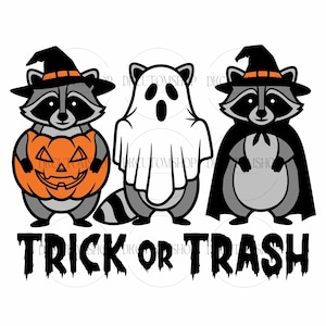 Trick Or Trash PNG, Funny Halloween Png, Halloween Png, Creepy Cute Raccoon Png, Raccoon Png, Pumpkin Png, Halloween Shirt Png