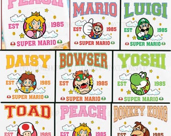 Bundle Super Family PNG, Family Vacation Png, Princess Png, Cartoon Character Kingdom Png, Mushroom Png, Sublimation Design