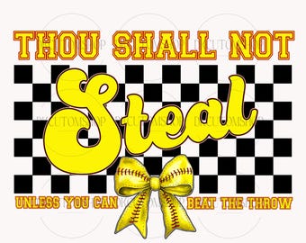 Thou Shall Not Steal Baseball Png, Funny Baseball Shirt Png, Baseball Design, Baseball Png Design, Coquette Baseball, Checkered Baseball Png