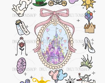 Coquette Bows Family Trip PNG, Pink Coquette Bow Png, Magical Kingdom, Family Vacation Png, Magical Castle Png, Magical Mirror Bow