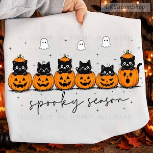 Zwarte kat Halloween PNG, Spooky Season PNG, Leuk spookkatten T-shirt ontwerp, Halloween katten PNG, Leuke zwarte kat PNG, Digitale download