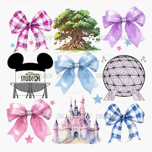 Coquette Bows Family Trip PNG, Pink Coquette Bow Png, Magical Kingdom, Family Vacation Png, Magical Castle Png, Pink Bow Png, Png Files