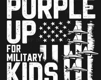 Retro Purple Up For Military Kids Svg Png, Military Child Month Design, Military Kid Strong Svg, We Wear Purple Svg, Sublimation Design