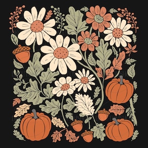 Boho Fall Floral Pumpkin, Autumn Pumpkin Png, Retro Fall Png, Fall Flower Pumpkin, Fall Leaf Png, Autumn Pumpkin Shirt Design