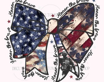 Coquette American PNG, Honor The Brave Png, Memorial Coquette Bow Png, America Png, Freedom Png, American Flag Png, 4th of July Png