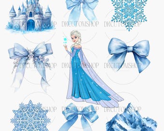 Princess Coquette Bow PNG, Princess Blue Ice Png, Princess Coquette Png, Magical Castle Png, Coquette Bow Png, Coquette Snow Princess Design