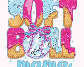 Softball Mama PNG, Softball Ice Cream Drip Png, Game Day Softball Png, Coquette Softball Mama Drip Png, Softball Mom Dripping Png, PNG File