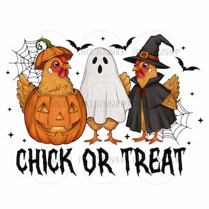 Retro Halloween Chicken Png, Chick Or Treat Png, Funny Spooky Chicken Png, Spooky Season Png, Pumpkin Png, Trendy Halloween Png
