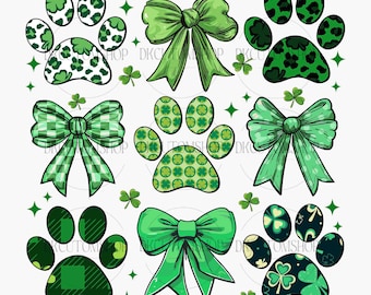 Huella de pata de perro trébol PNG, perro de San Patricio Png, mamá perro Png, día de San Patricio Png, trébol png, coqueta del día de San Patricio Png