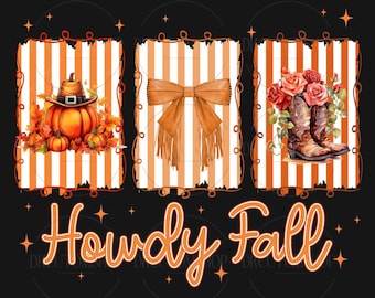 Howdy Pumpkin Coquette Bow Png, Retro Western Fall Png, Fall Cowboy Boots Png, Retro Fall Autumn Png, Country Fall Png, Sublimation Design