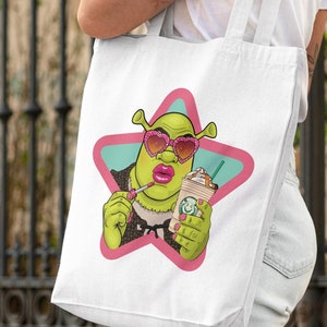 Girlypop Shrek Inspired Tote Bag | Funny Tote Bags | Coffee Latte Themed Tote Bags | Christmas Gift Ideas | Birthday Gift Ideas