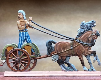 Celtic chariot with trophy. 30 mm thick. Unknown artist. Painted on one side, acrylic.