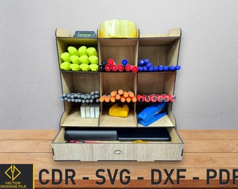 Laser Cut Wood Desk Organizer SVG Vector Files