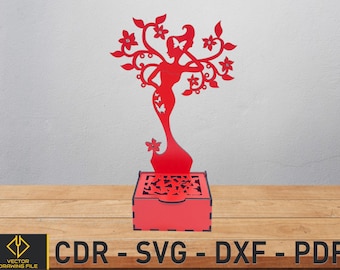 Laser Cut Jewelry Box and Stand, Vector Files