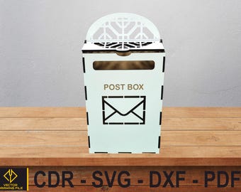 Laser Cut Wooden Post Box, Modern Design