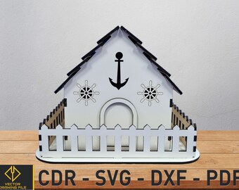 Laser Cut Nautical Money Box, Gift Storage SVG Pattern (Digital Download)