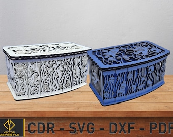 Laser Cut Wooden Box with Lid, Decorative Gift Box
