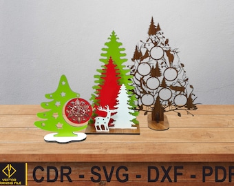 Decorative Christmas Tree, Laser Cut Wooden Decorative Christmas Ornaments in Different Styles, Laser Cut SVG Files, Laser Cut Home Decor
