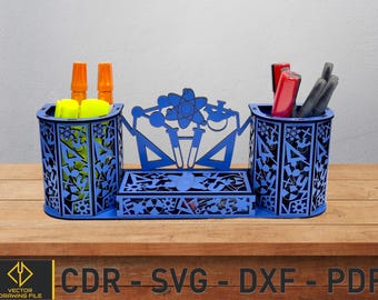 Laser Cut Wooden Science Pencil Holder, Vector Files