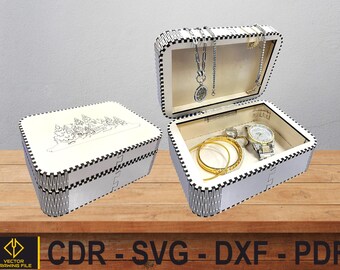 Laser Cut Wood Jewelry Box, Vector Files