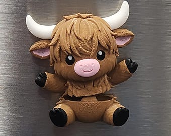 Highland Cow Magnet – Wiggly Mini Desk Buddy