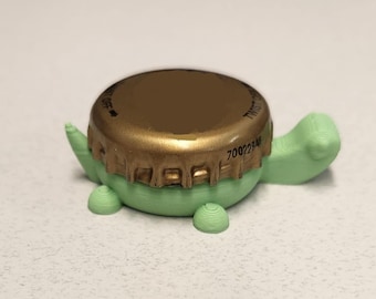 Turtle Bottle Cap Magnet (Set of 4) | Swappable Shell Fridge Magnet | Interchangeable Beer Cap Holder | Cute Desk & Kitchen Decor Gift