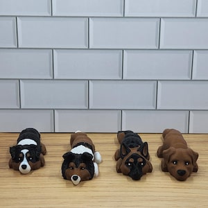 Articulated 3D Printed Dog Flexi Fidget - Set #3 | 4 Adorable Varieties | Flexible Dog Fidget | 5&quot; Collectible Pet Lover Gift