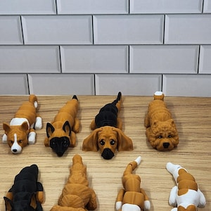 Articulated 3D Printed Dog Flexi Fidget - Set #5 | 8 Adorable Varieties | Flexible Dog Fidget | 5&quot; Collectible Pet Lover Gift