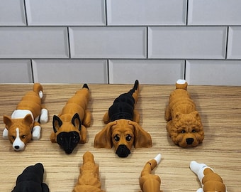 Articulated 3D Printed Dog Flexi Fidget - Set #5 | 8 Adorable Varieties | Flexible Dog Fidget | 5&quot; Collectible Pet Lover Gift