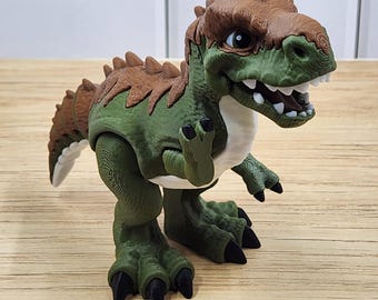 3D Printed T-Rex Dinosaur – Articulated With Moving Jaw, Head, Legs & Arms – Poseable Desk Buddy – 4" Tall