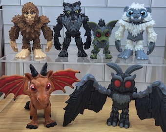 Cryptid Figures – Bigfoot, Chupacabra, Dogman, Jersey Devil, Mothman, Yeti – Detailed Creature Figures