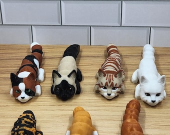 Articulated 3D Printed Cat Flexi Fidget - Set #2 | 7 Adorable Varieties | Flexible Cat Fidget | 5" Collectible Pet Lover Gift