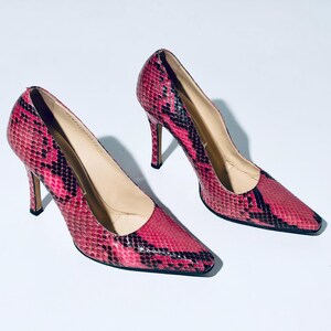 Décolleté con tacco alto GINA rosa in pitone, taglia 37
