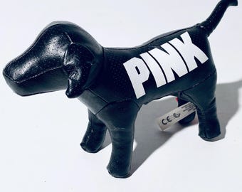 Rare Victorias Secret Pink Black Faux Leather Dog Decoration 2000s