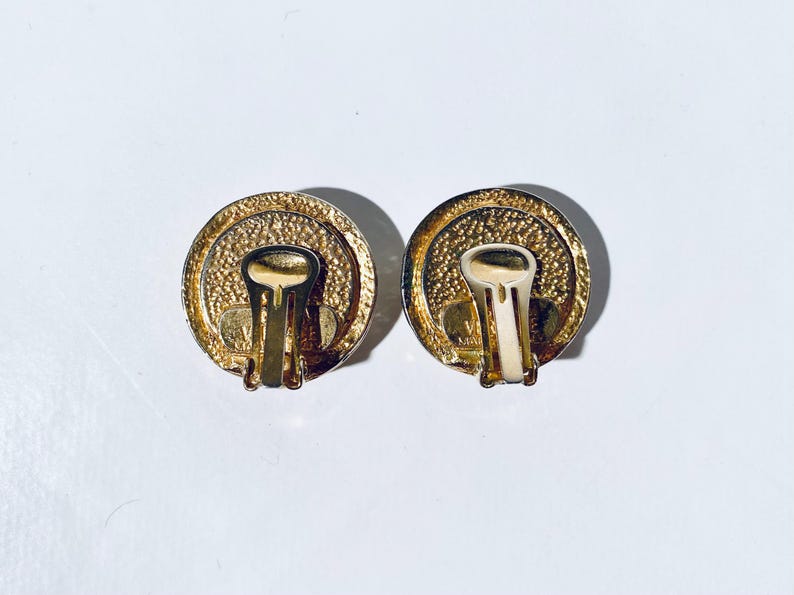 Gianni Versace 1980s Vintage Earclips Gold-Plated Medusa & Black