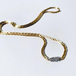 1973 Christian Dior Vintage Gold Plated Necklace With Crystals and Original Pouch