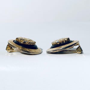 Gianni Versace 1980s Vintage Earclips Gold-Plated Medusa & Black