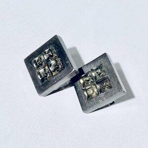 Vintage Chanel Earclips Square With Gemstones 2000 Including Original Box