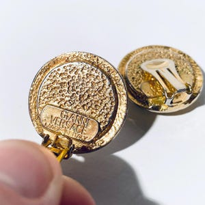 Gianni Versace 1980s Vintage Earclips Gold-Plated Medusa & Black