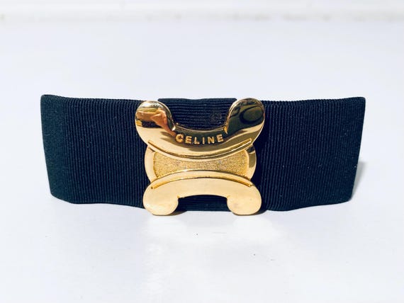 Celine Vintage Gold-plated Black Hair Clip / Classic Logo  display picture 3