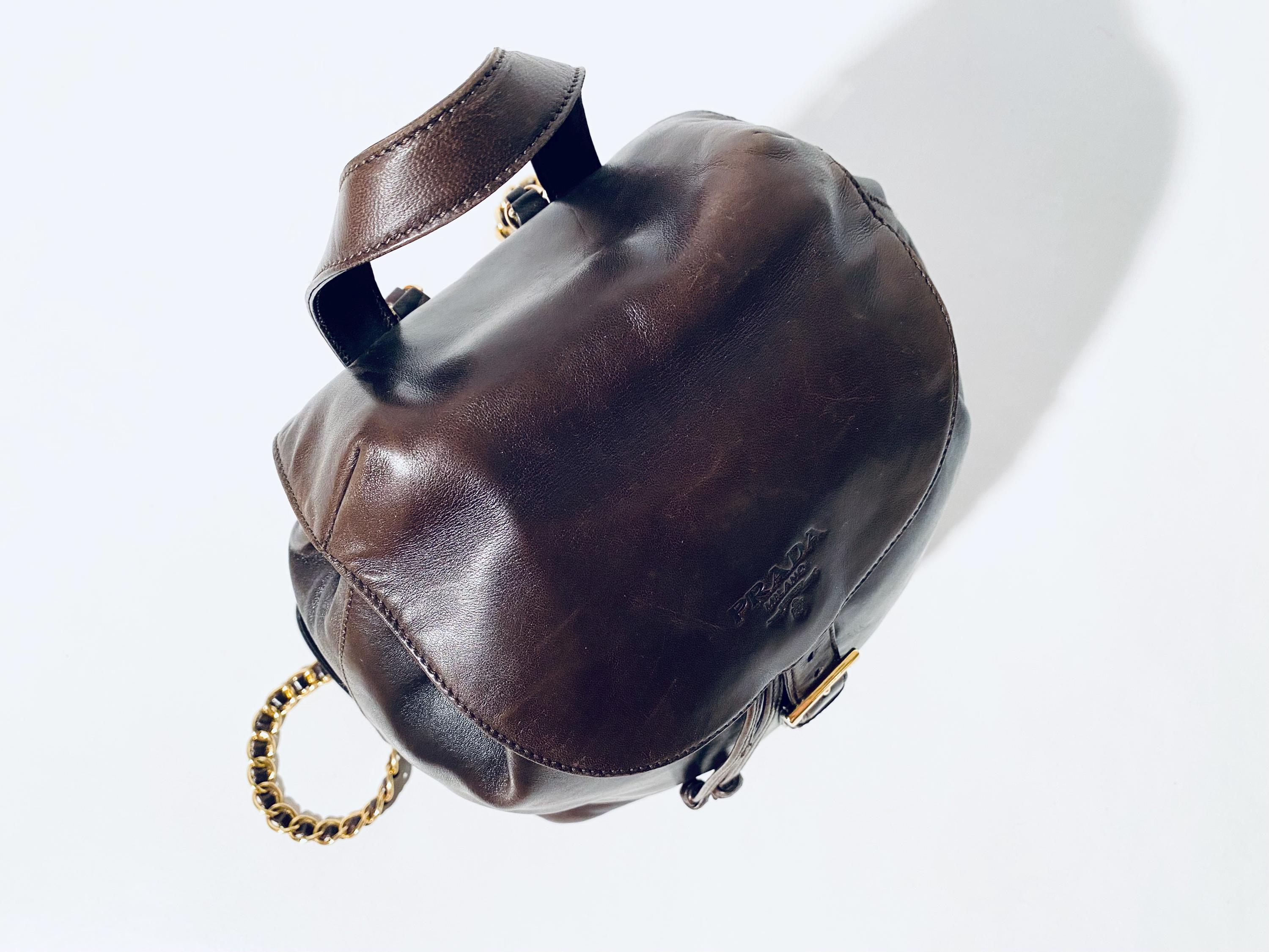 Prada Leather Vintage Backpack Rucksack - Brown Lambskin 